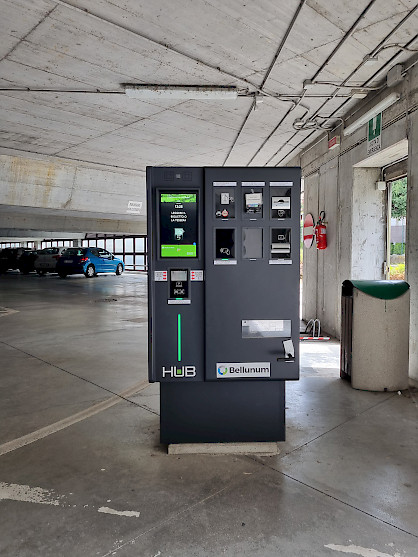 HUB Automatic Pay Station at Metropolis parking in Belluno.