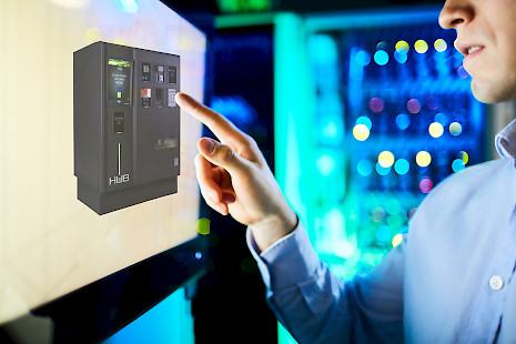 engineer exploring the 3D drawing of an automated pay station Jupiter APS