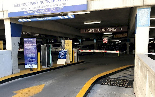 entrance of the parking facility at Valley Presbyterian hospital