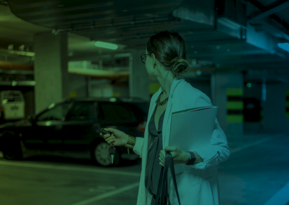 woman in a safe parking space