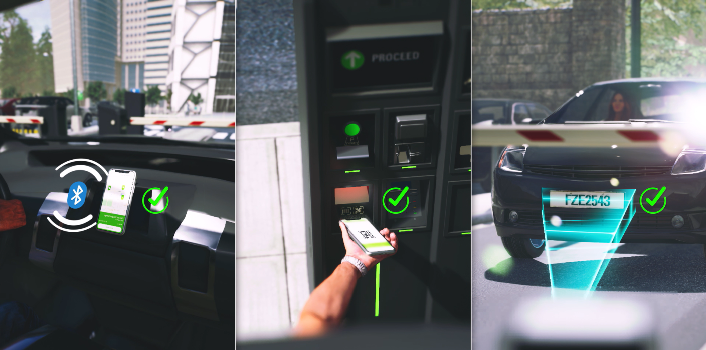 Solutions sans ticket : possibilité d'accéder au parking par bluetooth, de payer avec son smartphone, d'entrer dans le parking grâce à la technologie LPR basée sur une caméra.